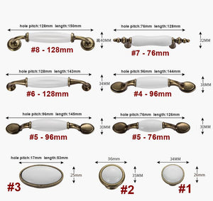 Alloy Ceramic Cabinet Pulls & Knobs - Antique Bronze Finish Hardware - #2 / 1pc