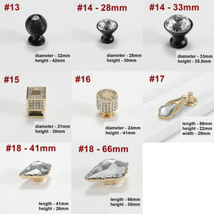 Alloy Crystal Cabinet Pulls & Knobs - Black Finish for Wardrobes - #4 / 1pc