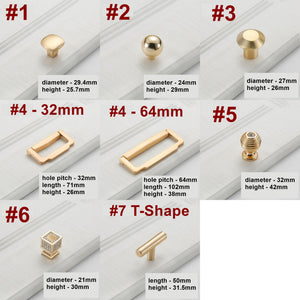 Alloy Crystal Cabinet Pulls & Knobs - Gold Finish for Wardrobes - #2 / 1pc