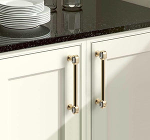 Alloy Diamond Cabinet Pulls & Knobs - Gold Finish for Wardrobes - #5 - 96mm / 1pc