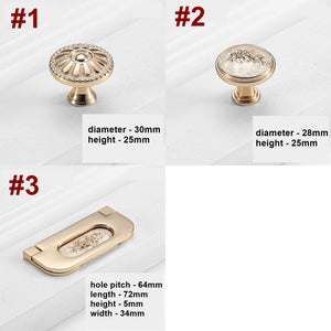 Alloy Floral Cabinet Pulls & Knobs - Gold Finish Furniture Hardware - #2 / 1pc