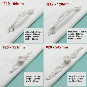 Alloy Floral Cabinet Pulls & Knobs - White Finish for Wardrobes - #6 / 1pc