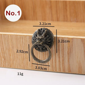 Alloy Floral Door Knocker Ring Pulls - Antique Bronze Finish - No.1 / 10pcs