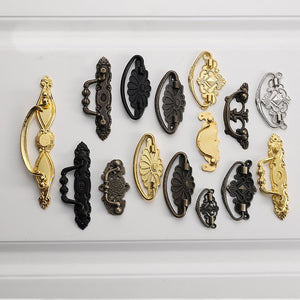 Alloy Floral Door Knocker Ring Pulls - Black Finish for Wardrobes - No.2 Bronze 47mm / 1pc