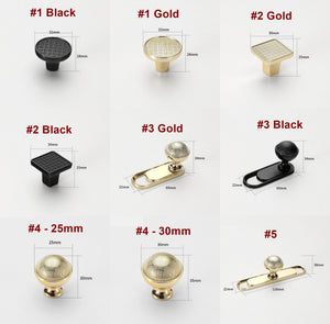 Alloy Geometric Cabinet Pulls & Knobs - Matte Gold Finish Hardware - #1 Gold / 1pc