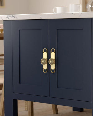 Alloy Geometric Cabinet Pulls & Knobs - Matte Gold Finish Hardware - #6 - 46mm Black / 1pc