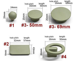 Alloy Geometric Cabinet Pulls & Knobs - White Finish for Cabinets - #1 Green / 1pc