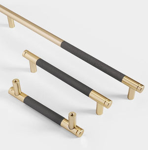 Alloy Knurled Cabinet Pulls & Knobs - Brushed Gold Finish Hardware - #4 - T-Shape / 1pc