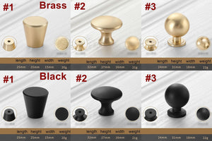 Alloy Minimalist Cabinet Pulls & Knobs - Black Finish for Cabinets - #2 Brass / 1pc