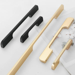 Alloy Minimalist Cabinet Pulls & Knobs - Black Finish for Cabinets - #4 Brass 209mm / 1pc