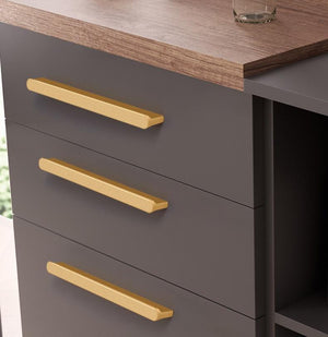Alloy Minimalist Cabinet Pulls & Knobs - Matte Gold Finish Hardware - #3 Black 128mm / 1pc