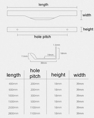 Alloy Minimalist Cabinet Pulls & Knobs - White Finish for Cabinets - 600mm / 1pc