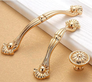 Alloy Ornate Cabinet Pulls & Knobs - Gold Finish for DIY Projects - #5 - 128mm / 1pc