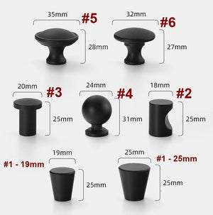 Alloy Round Cabinet Edge Pulls - Brushed Gold Finish for Cabinets - #1 Black 19mm / 1pc