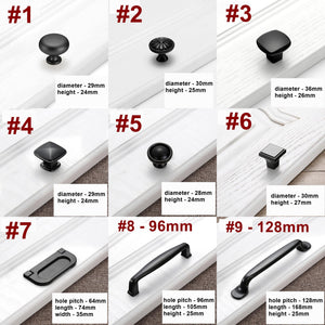 Alloy Vintage Cabinet Pulls & Knobs - Black Finish for Wardrobes - #2 / 1pc
