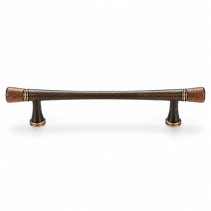 Dark wood-ended coffee-finish bar cabinet pull, style #6 Coffee (128 mm).