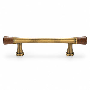 Dark wood-ended bronze-finish bar cabinet pull, style #6 Bronze (96 mm).