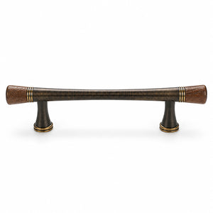 Dark wood-ended coffee-finish bar cabinet pull, style #6 Coffee (96 mm).