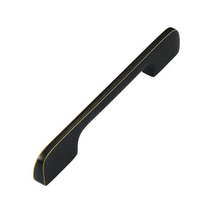 Black curved bar pull with gold-tone edges, 128 mm, option No. 14.
