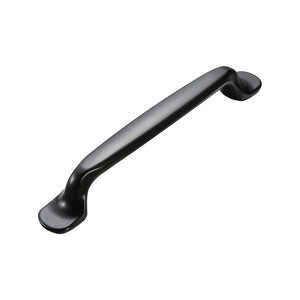 Black curved bar pull with rounded feet, option No. 9, 128 mm.