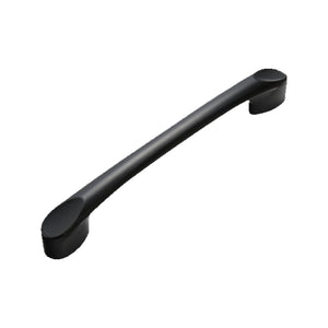 Black curved bar pull with rounded oval ends, option No. 11, 96 mm.