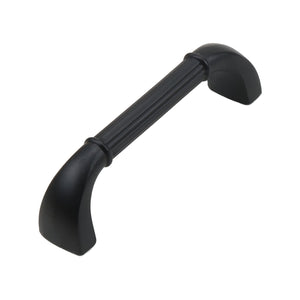 Black fluted bar pull with curved ends, 96 mm, option No. 5.