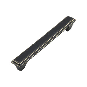 Black rectangular bar pull with gold-tone trim, option No. 1, 154 mm.