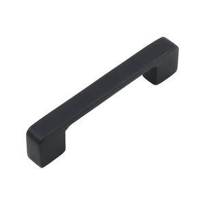 Black straight bar pull with square ends and a slim highlighted edge, 96 mm, option No. 3.