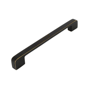 Black straight bar pull with square ends, 160 mm.