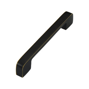 Black straight bar pull with squared ends and gold-tone edges, 128 mm, option No. 12.