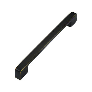 Black straight bar pull with squared ends and gold-tone edges, 160 mm, option No. 12.