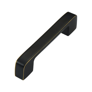 Black straight bar pull with squared ends and gold-tone edges, 96 mm, option No. 12.
