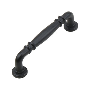 Black bar pull with a tapered central grip and ring bands near both ends, 96 mm, option No. 1.