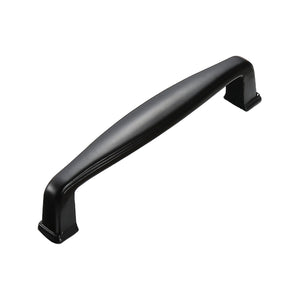 Black bar pull with a tapered ribbed grip and square bases, option No. 8, 96 mm.