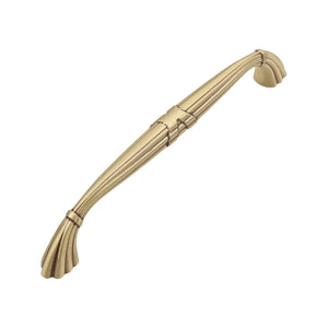 Brass-tone arched bar pull with fluted ends and a center collar, option No. 1, 160 mm.