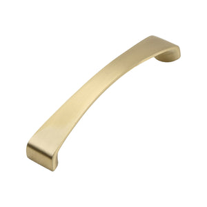 Brass-tone arched flat bar pull, 128 mm, option No. 1.