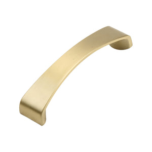 Brass-tone arched flat bar pull, 96 mm, option No. 1.