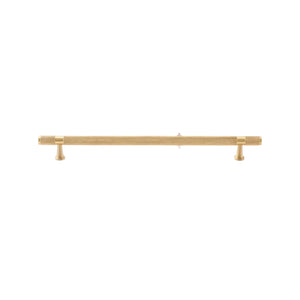 Brass-tone bar pull with a knurled body and flared mounting feet, 224 mm, option No. 9.