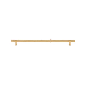 Brass-tone bar pull with a knurled body and flared mounting feet, 320 mm, option No. 9.