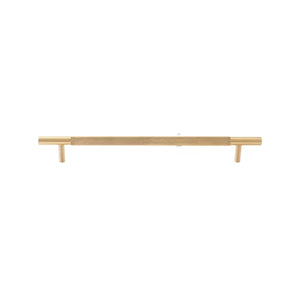 Brass-tone bar pull with a knurled central grip and smooth ends, 224 mm, option No. 8.