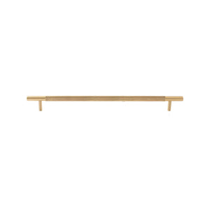 Brass-tone bar pull with a knurled central grip and smooth ends, 320 mm, option No. 8.