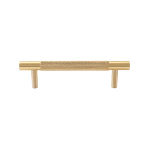Brass-tone bar pull with a knurled central grip and smooth ends, 96 mm, option No. 8.