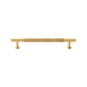 Brass-tone bar pull with a ribbed central grip and smooth ends, 160 mm, option No. 7.