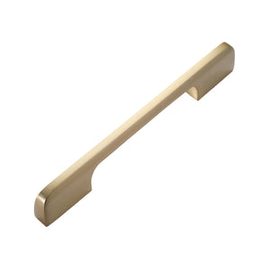 Brass-tone slim straight bar pull with rounded ends, 128 mm, option No. 12.