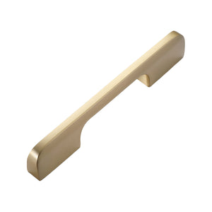 Brass-tone slim straight bar pull with rounded ends, 96 mm, option No. 12.