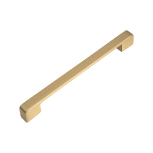 Brass-tone straight bar pull with square ends, 160 mm.