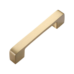 Brass-tone straight bar pull with square ends, 96 mm, option No. 10.