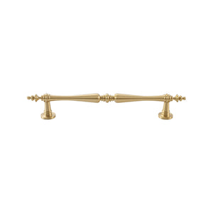 Brushed gold decorative bar pull with tapered center, option No. 16, 160 mm.