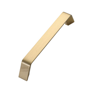 Brushed gold flat bar pull with angled ends, option No. 7, 139 mm.