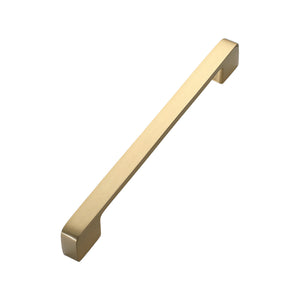 Brushed gold flat bar pull with squared ends, option No. 8, 191 mm.